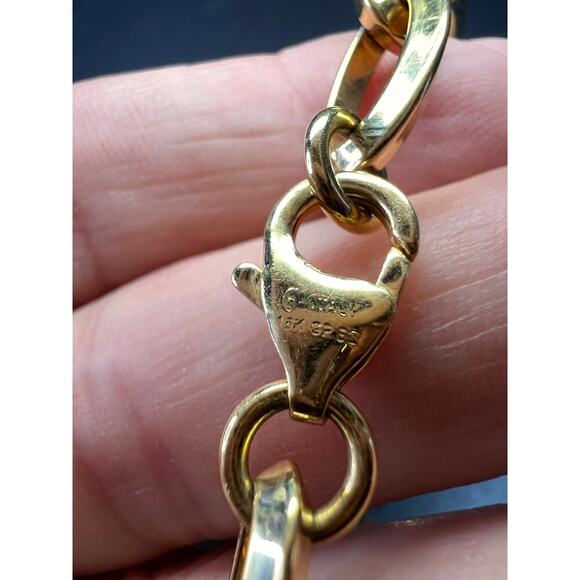 Yellow gold over bronze link bracelet 8 inches - Picture 3 of 10